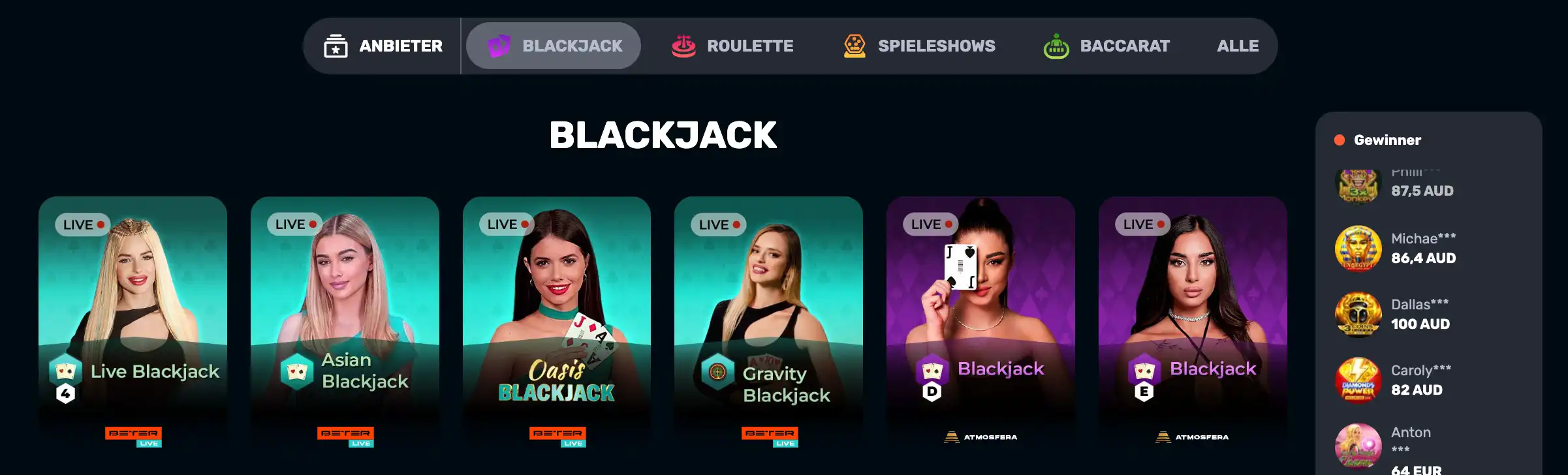 rocket play casino live blackjack